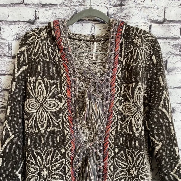 Free People Kai Pom Pom Hooded Cardigan in Brown - Picture 4 of 8